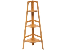 5Five Γωνιακή Επιδαπέδια Ραφιέρα Μπάνιου με 3 ράφια - Ξύλο Bamboo - 31.9x31.9x103cm - Απόχρωση Ξύλου