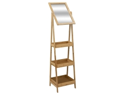 Επιδαπέδια Ραφιέρα Μπάνιου 5five με καθρέπτη, από Ξύλο Bamboo, 39.5x36x168cm