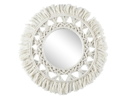 Διακοσμητικός καθρέπτης τοίχου μακραμέ Ηome Deco Factory, στρογγυλό, με διαστάσεις 55x55x1cm