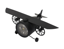 Επιτραπέζιο ρολόι αεροπλάνο Home Deco Factory, Μεταλλικό, 47x26x16cm