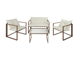 Σετ Κήπου & Βεράντας Cagliari με Τραπέζι και 3 Πολυθρόνες - Μέταλλο/Γυαλί/Πολυεστέρας