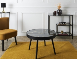 Τραπεζάκι με ρολόι Home Deco Factory με διαστάσεις 70x50cm - MDF & Ξύλο - Απόχρωση Μαύρου