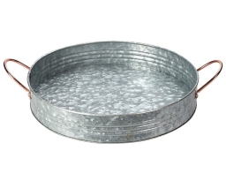 Mεταλλικός δίσκος σερβιρίσματος (FZ1000820) με χάλκινες λαβές, 30.5 x 30.5 x 5.5cm