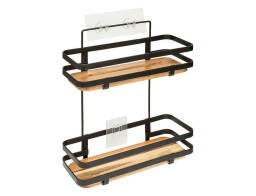 5five Ραφιέρα Μπάνιου με 2 ράφια και διαστάσεις 25.5x15.5x30cm - Ξύλο Ακακίας - Mαύρο