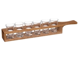 Secret de Gourmet Σετ Ποτήρια Σφηνάκια & Ξύλινη Βάση Victor με χωρητικότητα 24ml - 7 τεμάχια