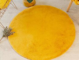 Atmosphera  Χαλί γούνινο στρογγυλό με διαστάσεις 80x80x2cm - Σε κίτρινη απόχρωση