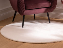 Atmosphera Χαλί γούνινο στρογγυλό Couka με διαστάσεις 118x118x1cm - Σε λευκή απόχρωση