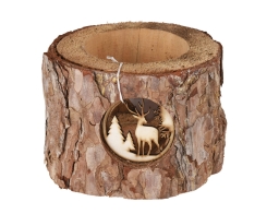 Διακοσμητικό Κηροπήγιο από Ξύλο Βελανιδιάς, με διαστάσεις 13x13x11cm - Καφέ