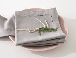 Σετ Πετσέτες φαγητού Chambray Atmosphera με διαστάσεις 40x40cm - Mouse grey - 4 τεμάχια