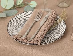 Atmosphera  Σετ Πετσέτες φαγητού Maha με κρόσσια και διαστάσεις 40x40cm - Grey - 2 τεμάχια