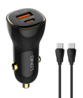 LDNIO φορτιστής αυτοκινήτου C103 με καλώδιο USB-C USB/USB-C 60W μαύρος
