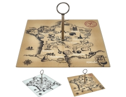 Γυάλινος Δίσκος Σερβιρίσματος Cook Concept με χάρτη της Γαλλίας, 30x30x18cm, σε 2 επιλογές χρώματος