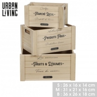 Urban Living 53249 Σετ Ξύλινα Κουτιά Αποθήκευσης 3 τμχ.