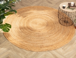 Χαλί Στρογγυλό από Γιούτα, με διαστάσεις 80x80cm - Σε φυσικές αποχρώσεις