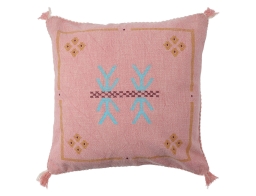 Atlas Διακοσμητικό Μαξιλάρι  με κεντητό σχέδιο, κρόσσια και διαστάσεις 45x45cm - Pink