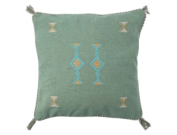 Atlas Διακοσμητικό Μαξιλάρι με κεντητό σχέδιο, κρόσσια και διαστάσεις 45x45cm - Green