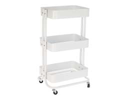 Τρόλεϊ αποθήκευσης και τακτοποίησης κουζίνας Storage Solutions με 3 ράφια, από Μέταλλο, 46x33x76cm - White