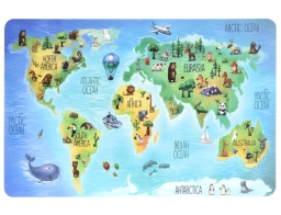 Παιδικό Σουπλά Παγκόσμιος Χάρτης με διαστάσεις 43.5x28.5x0.04cm - Blue