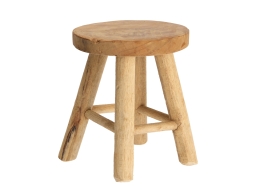 Σκαμπό από Ξύλο teak, με διαστάσεις 15x17.5cm - Απόχρωση Ξύλου