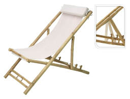 THE NETHERLANDS Σεζλόνγκ Κήπου από Ξύλο Bamboo με διαστάσεις 112x60x80cm - Off White