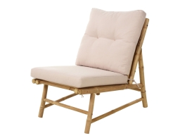 Πολυθρόνα κήπου από Ξύλο Bamboo, με μαξιλάρι και διαστάσεις 55x76x76cm - Off White