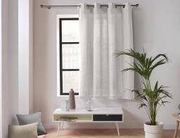 Douceur d'intérieur Κουρτίνα Παραθύρου Mέτριας Σκίασης Twily  με τρουκς και διαστάσεις 135x180cm - White