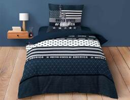 Douceur d'intérieuΣετ Μονή Παπλωματοθήκη & Μαξιλαροθήκη States r από βαμβάκι 42TC, με διαστάσεις 140x200cm