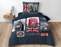 Σετ Μονή Παπλωματοθήκη & Μαξιλαροθήκη City London Douceur d'intérieur από βαμβάκι 42TC, με διαστάσεις 140x200cm