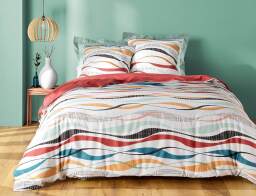 Douceur d'intérieur Σετ Υπέρδιπλη Παπλωματοθήκη & 2 Μαξιλαροθήκες Vagueline  από πολυεστέρα και βαμβάκι 52TC, με διαστάσεις 220x240cm