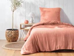 Douceur d'intérieur  Σετ Μονή Παπλωματοθήκη & Μαξιλαροθήκη Angelia από βαμβάκι 57TC, με διαστάσεις 140x200cm - Pink