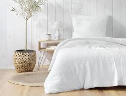 Douceur d'intérieur Σετ Μονή Παπλωματοθήκη & Μαξιλαροθήκη Angelia  από βαμβάκι 57TC, με διαστάσεις 140x200cm - White