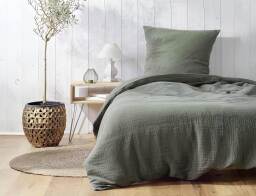 Douceur d'intérieur  Σετ Μονή Παπλωματοθήκη & Μαξιλαροθήκη Angelia από βαμβάκι 57TC, με διαστάσεις 140x200cm - Khaki