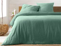 Douceur d'intérieur Σετ Υπέρδιπλη Παπλωματοθήκη & 2 Μαξιλαροθήκες Angelia  από βαμβάκι 57TC, με διαστάσεις 220x240cm - Sage