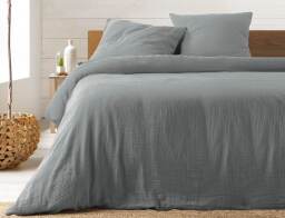 Douceur d'intérieur  Σετ King Size Παπλωματοθήκη & 2 Μαξιλαροθήκες Angelia από βαμβάκι 57TC, με διαστάσεις 240x260cm - Grey