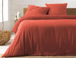 Douceur d'intérieur  Σετ King Size Παπλωματοθήκη & 2 Μαξιλαροθήκες Angelia από βαμβάκι 57TC, με διαστάσεις 240x260cm - Terracotta