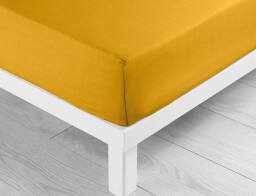 Douceur d'intérieur Σεντόνι Μονό με λάστιχο Lina  από βαμβάκι 57TC, με διαστάσεις 90x190cm - Curry