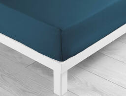 Douceur d'intérieur Σεντόνι Υπέρδιπλο με λάστιχο Lina από βαμβάκι 57TC, με διαστάσεις 160x200cm - Blue