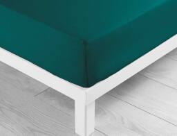 Douceur d'intérieur Σεντόνι Μονό με λάστιχο Lina  από βαμβάκι 57TC, με διαστάσεις 90x190cm - Emerald Green