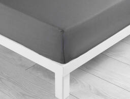 Douceur d'intérieur Σεντόνι Υπέρδιπλο με λάστιχο Lina από βαμβάκι 57TC, με διαστάσεις 160x200cm - Charcoal Grey