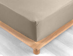 Douceur d'intérieur Σεντόνι Μονό με λάστιχο Percaline  από βαμβάκι περκάλι 78TC, με διαστάσεις 90x190cm - Sand