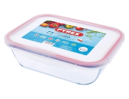 Γυάλινο Δοχείο Τροφίμων Cook & Click Pyrex με καπάκι, χωρητικότητα 3.3lt και διαστάσεις 30x23x9cm