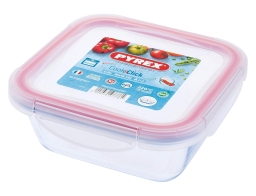 Γυάλινο Δοχείο Τροφίμων Cook & Click Pyrex με καπάκι, χωρητικότητα 0.85lt και διαστάσεις 16x16x6cm