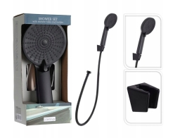 Τηλέφωνο Μπάνιου Bathroom Solutions με σπιράλ, βάση και 3 λειτουργίες ροής - Matt Black