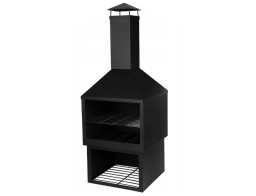 Τζάκι εξωτερικού χώρου με καμινάδα, βάση και διαστάσεις 44x44x118cm - Μαύρο