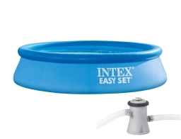 Φουσκωτή Πισίνα Intex Easy Set οικογενειακή, με χωρητικότητα 1942lt και διαστάσεις 244x244x61cm - Περιλαμβάνεται αντλία φίλτρου