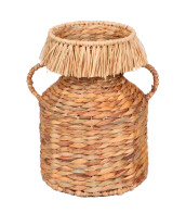 Natural Living Ψάθινο Διακοσμητικό Καλάθι με Κρόσσια 22x22x30cm 55396