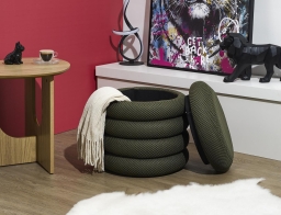 Σκαμπό Atom Home Deco Factory με αποθηκευτικό χώρο και διαστάσεις 37x42cm - Khaki