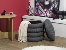 Σκαμπό Atom Home Deco Factory με αποθηκευτικό χώρο και διαστάσεις 37x42cm - Grey