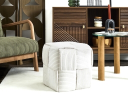 Σκαμπό Πουφ Scott Home Deco Factory με διαστάσεις 36x36x38cm - Beige