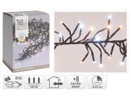 768 Φωτάκια LED - 5.6 Μέτρα + 3 Μέτρα σύνδεσης, Κανονική Διάταξη, με χειριστήριο, 8 προγράμματα, Μαύρο καλώδιο PVC - Λευκό, Θερμό Λευκό